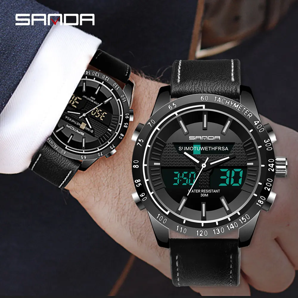 2019 SANDA многофункциональные большие циферблат модные спортивные мужские