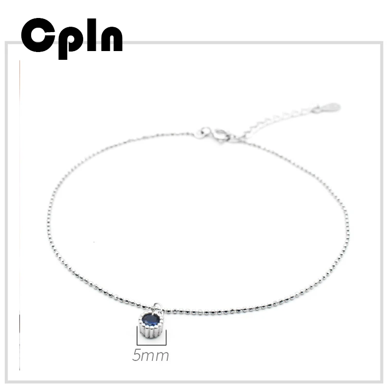 Cpln 925 стерлингового серебра красочные бусины синие женские ножной браслет
