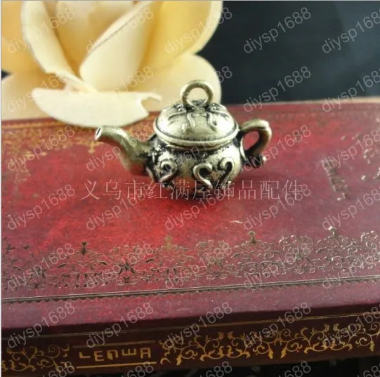 

5 pcs/lot Zinc alloy bead Antique Bronze Plated Charms Pendants Fit Jewelry 35*20*22MM Open the teapot Shape JJA3183