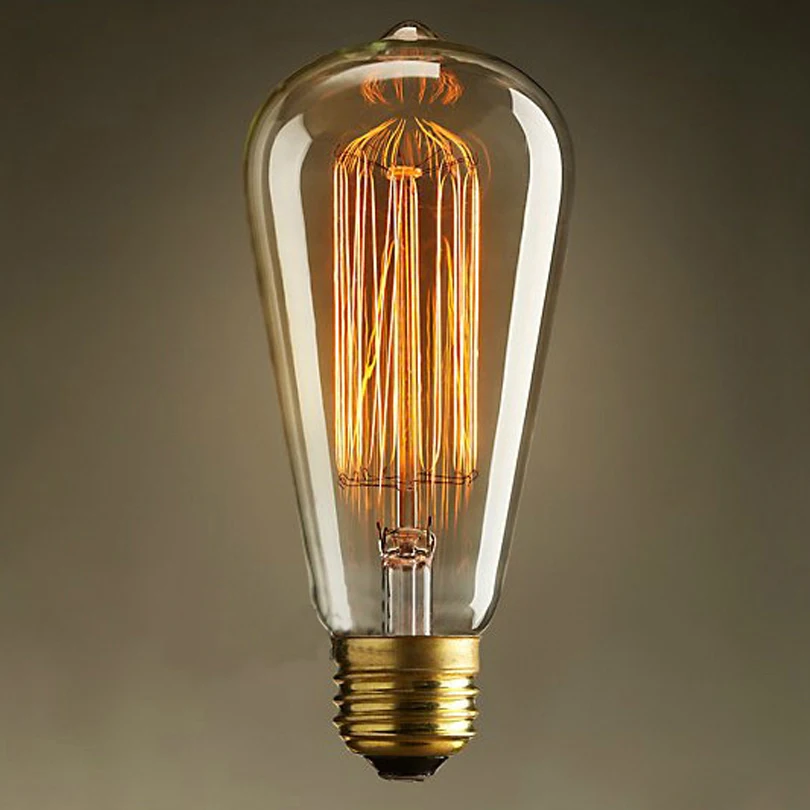 

Vintage Edison light bulb e27 retro tube bulb 110v 220v incandescent lighting ST64 40w filament lampada for home decor luminaria