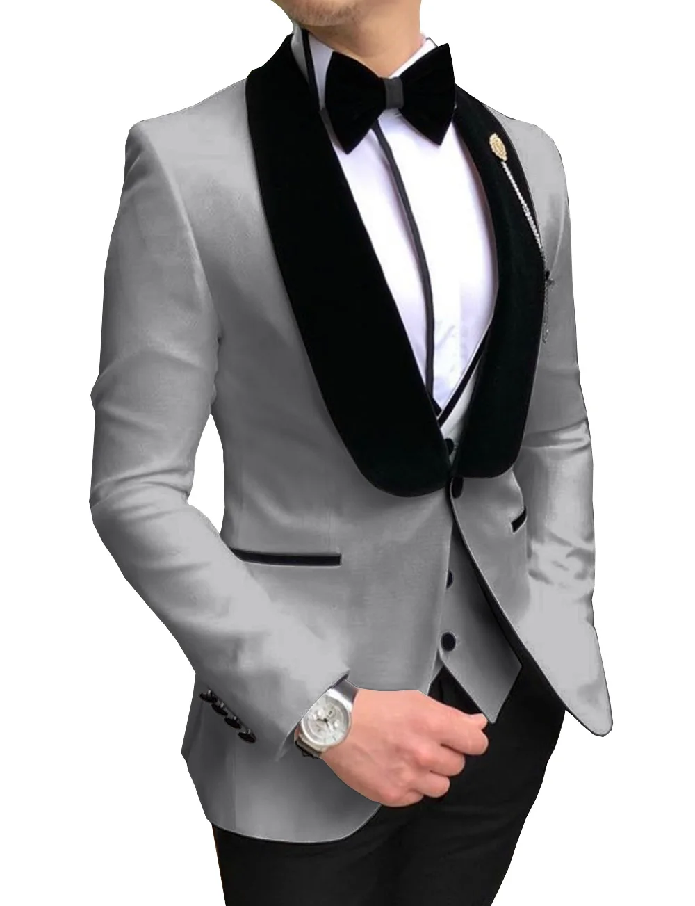 Мужские белые костюмы Slim Fit 3 шт. деловая куртка смокинг Блейзер джентльмен для свадьбы жених выпускного вечера Вечер(Блейзер+ жилет+ брюки