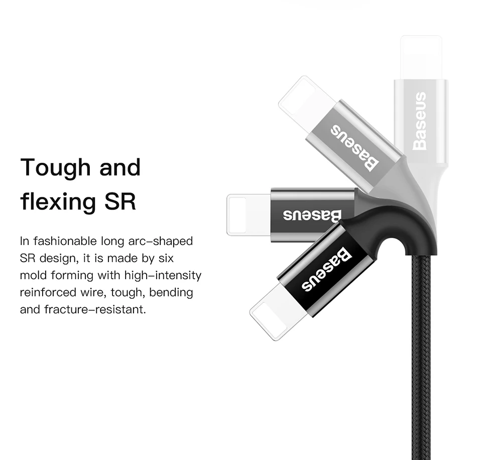 Usb-кабель для зарядки Baseus для iPhone X, 8, 7, 6, кабель для быстрой зарядки для iPad, iPhone, usb-кабель для зарядки, кабель для передачи данных