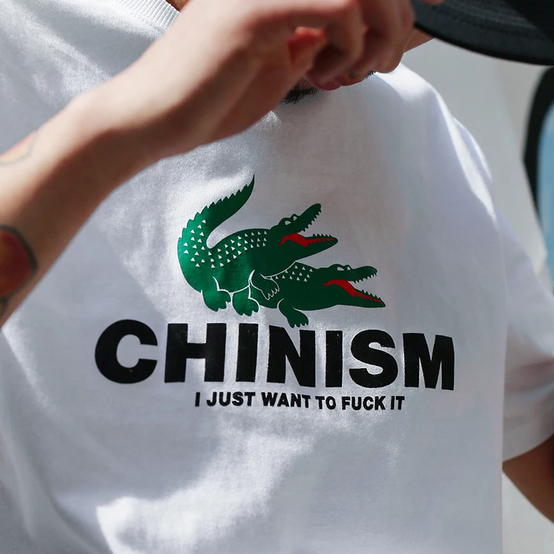 CHINISM 2018 летние любящее крокодиловый печатных прикольные футболки Стильные
