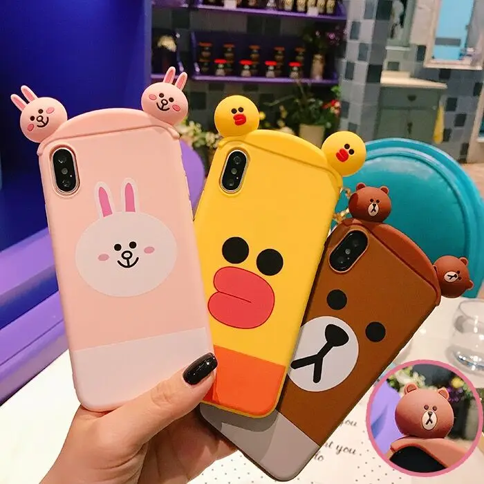 Для iphone 8 3D курица Салли медведь чехол-Кролик для X 7 plus 6 S/6 S обруч волос Мягкий