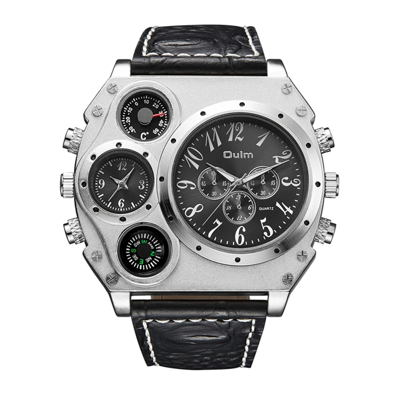 New Model OULM Watch Men Quartz Sports Leather Strap Watches Unique Male Military Wristwatch Big Clock Relojes Hombre | Наручные часы
