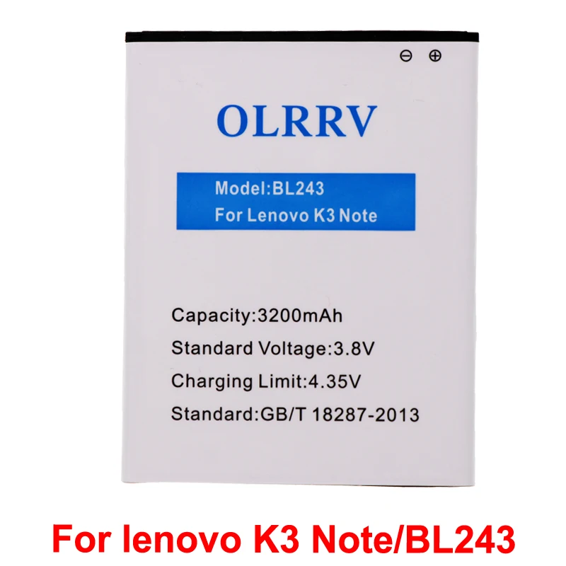 Аккумулятор BL243 для lenovo Lemon K3 Note K50 T5 A7000 A5500 A5600 A7600 Batterie Bateria Batterij 3200mAh|bl243 battery|battery for