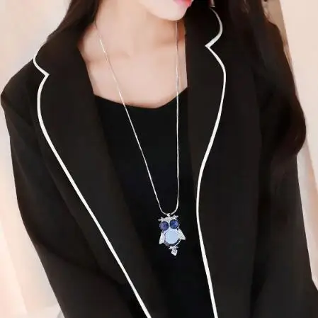 2018 новый стиль синий Сплав Длинная цепочка ожерелье с кисточкой Посеребренная