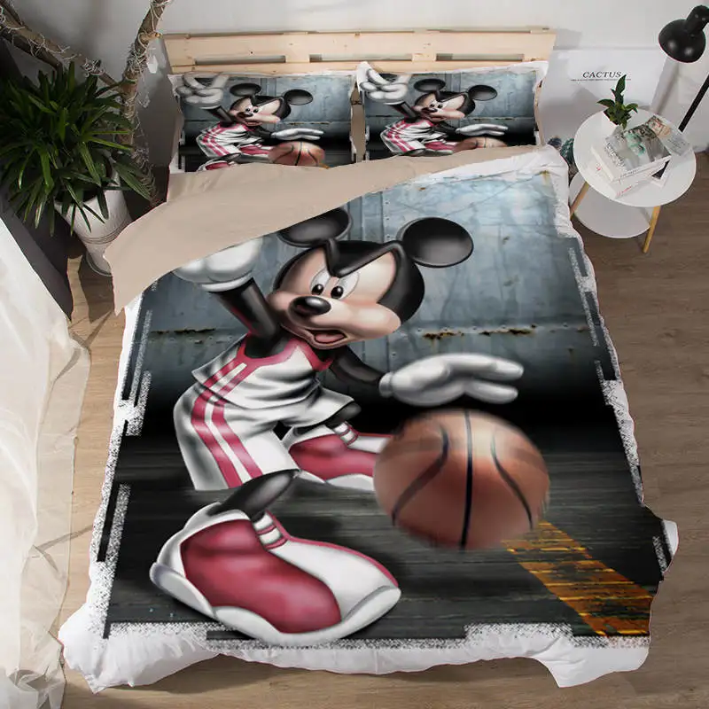Mickey Bedding 9 Черно-белый комплект постельного белья с рисунком поцелуя Микки и Минни Маус, пододеяльники для детей, постельное белье для девочек - Цвет: Mickey Bedding 9