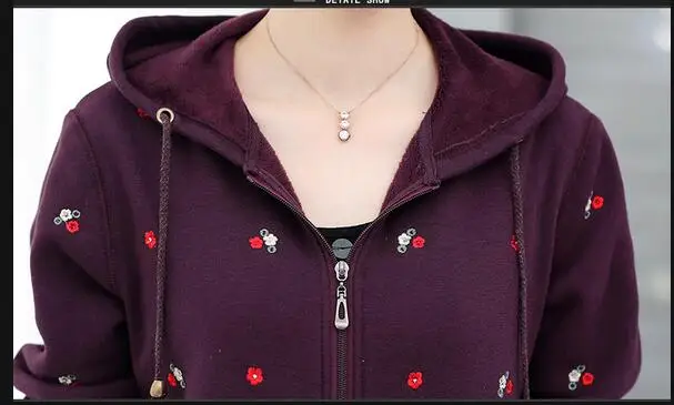 

2017Fashion Middle-aged And Old Leisure Big Yards Women Jacket Autumn Winter Coat High-en Hooded Long Sleeves Slim Coat Q438