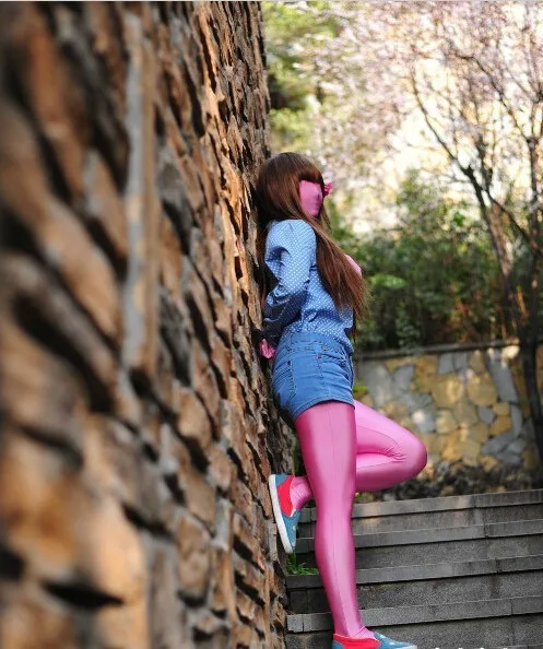 (SCSL007) розовые блестящие колготки из лайкры и спандекса оригинальные Фетиш