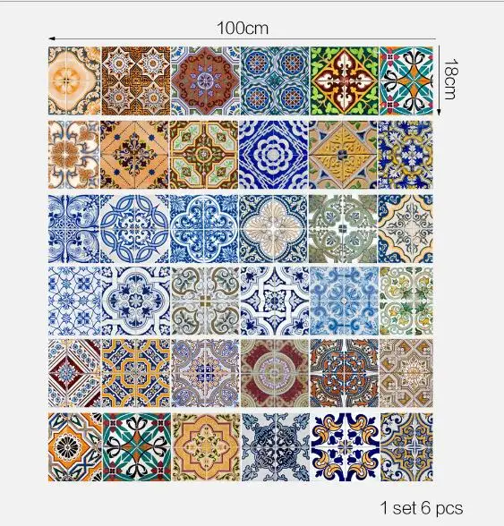 18x100cmx6pcs Funlife церковный узор DIY Наклейка на лестницу, ретро Напольная керамическая плитка настенные наклейки для украшения дома, барокко плакат, религия - Цвет: 18x100cmx6pcs