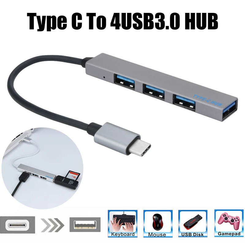 

USB Hub 3.0 High Quality Type-C to 4 USB C Hub Extender Ultra-thin Mini Portable 4-port usb type C Hub