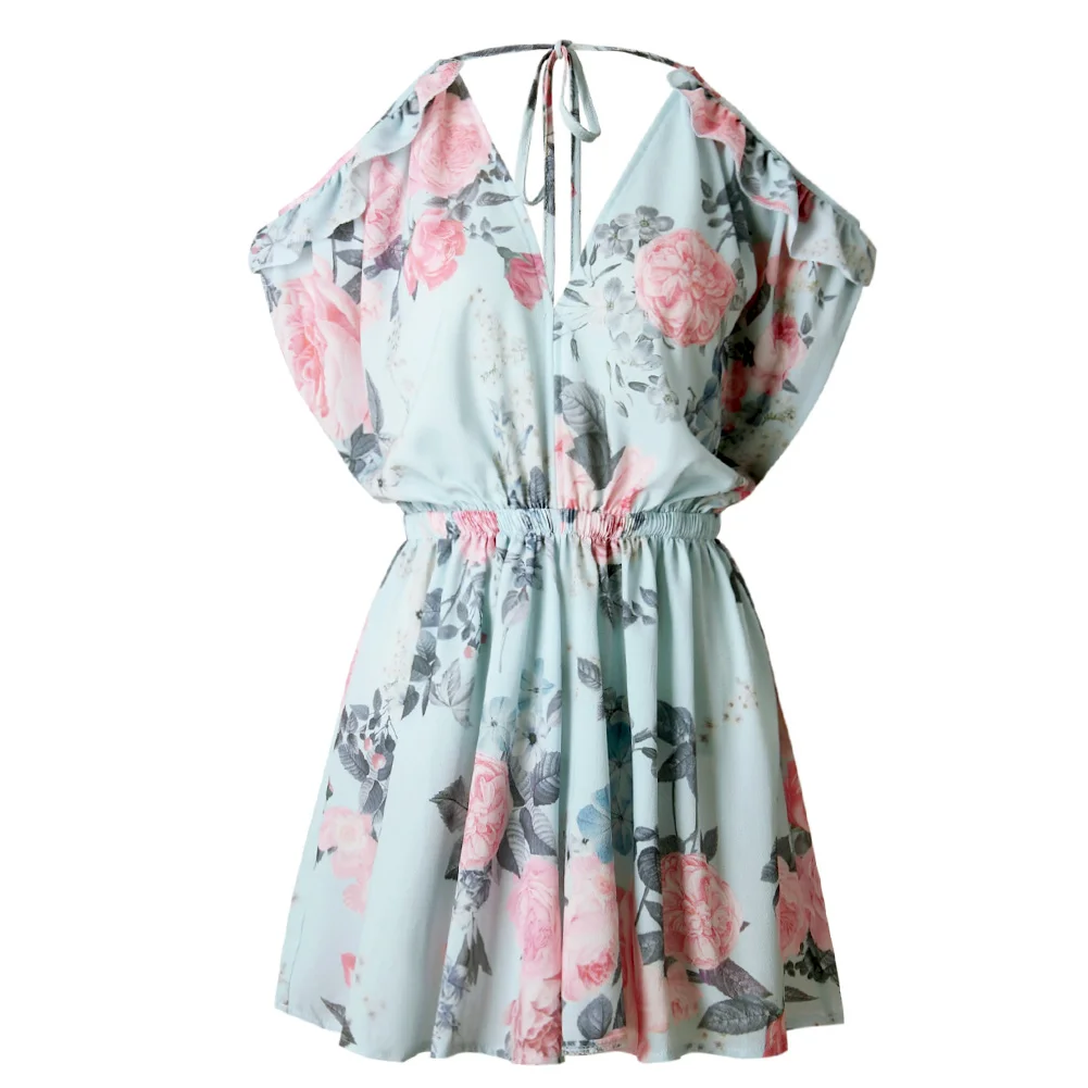 Сексуальный комбинезон Для женщин s летнее Плиссированное Цветочный Принт без