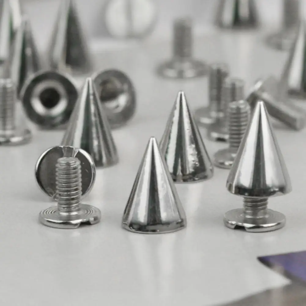 12 шт./лот 10 мм Серебряный металлический сплав в стиле панк-рок конусные шпильки с