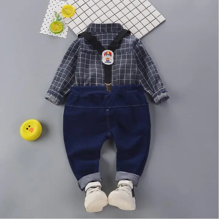 Одежда для маленьких мальчиков Новинка 2019 года весенний красивый костюм в клетку