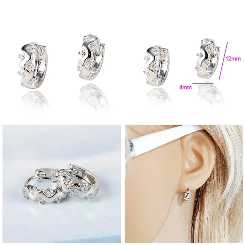 Серьги кольца INALIS в форме волны с фианитами ювелирные изделия для женщин подарок