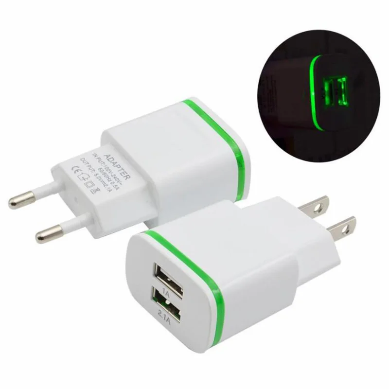 2 порта Micro USB зарядное устройство со светодиодной подсветкой 5 В А быстрая зарядка