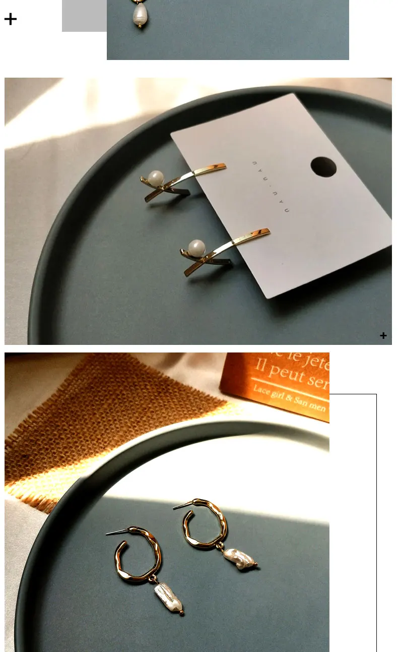 Best Lady New Ins Trendy Drop Earrings for Women Luxury Freshwater Pearl Wedding Gift Vintage Copper Statement Earrings