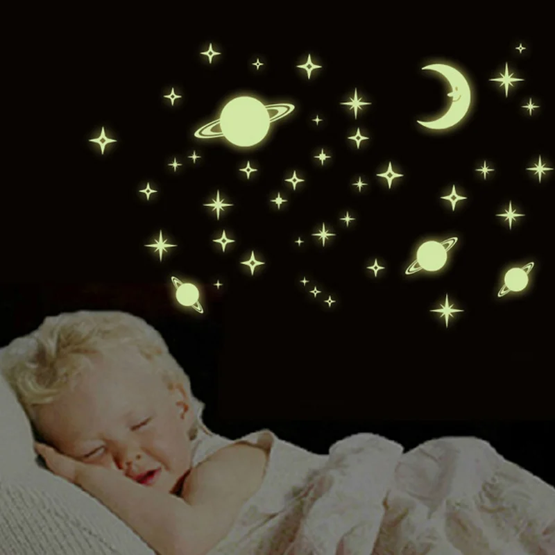 12 шт./компл. детские наклейки с милой комнатной Вселенной цветные звезды