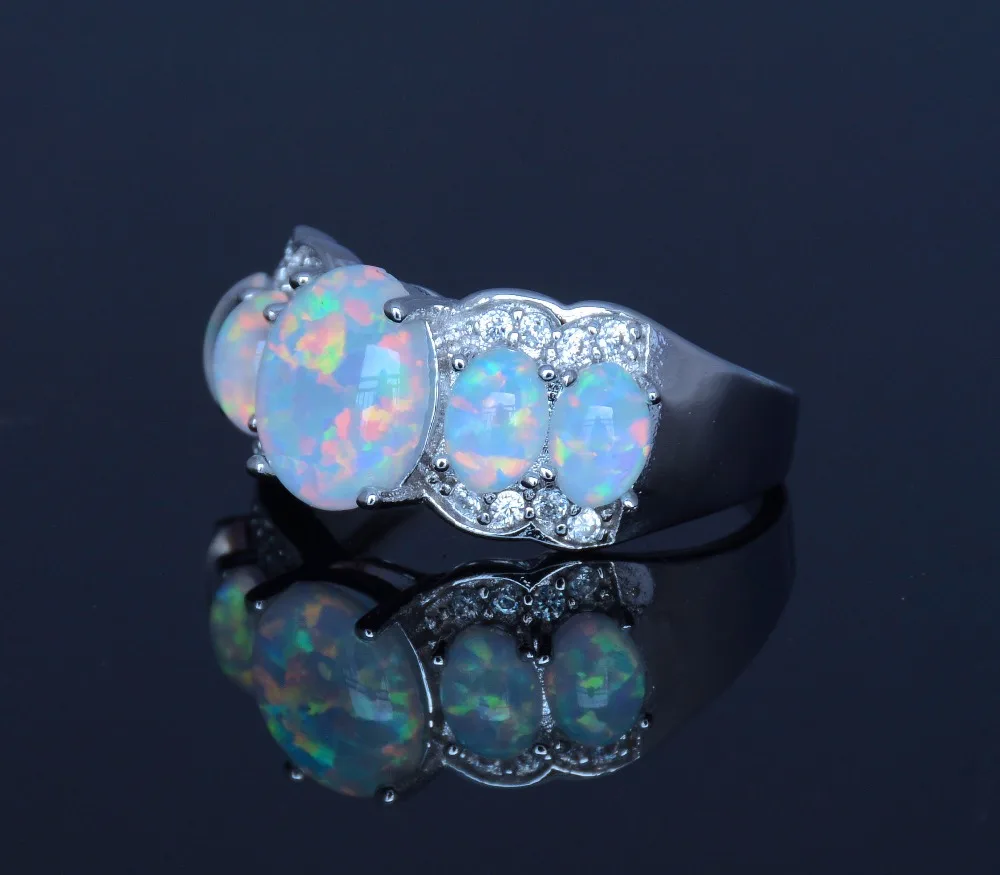 Белые кольца с огненным опалом для женщин|ring treatment|jewelry fashion ringsring holder jewelry |