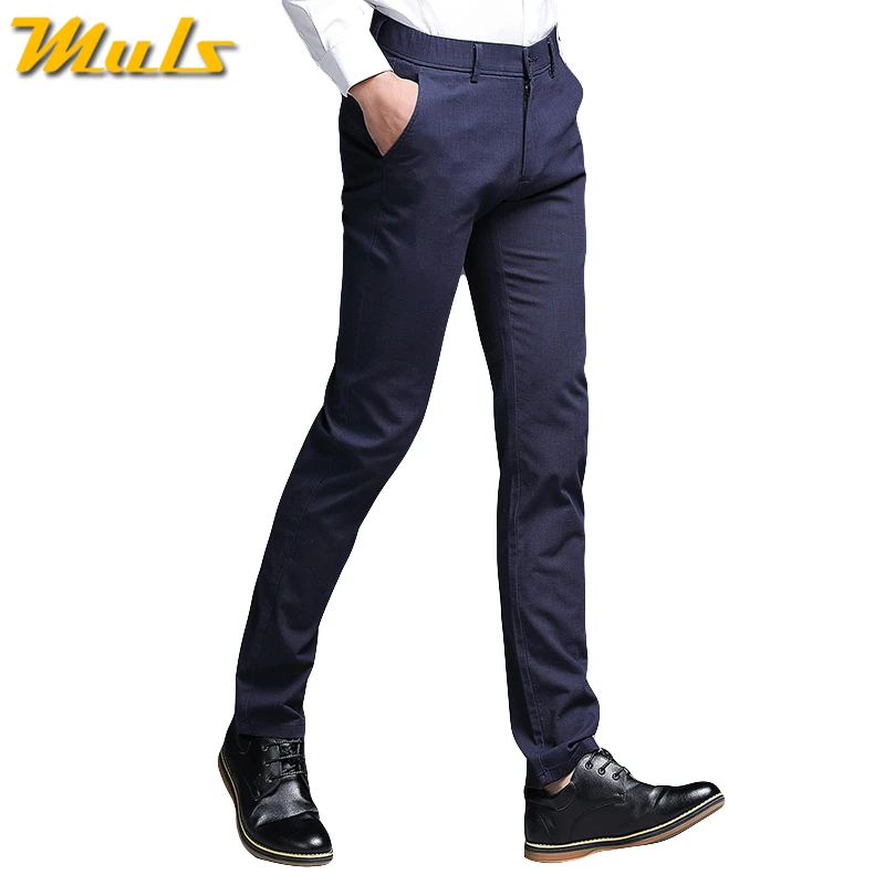 2019 Autumn New Fashion Pants Men Slim Fit Classic Casual Mens Full Length Male Black Blue Cream Plus Size 38 40 | Мужская одежда