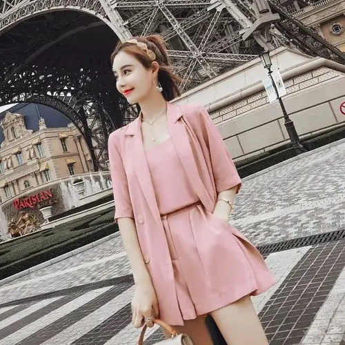 Короткие штаны из трех частей для женщин Корейская версия Фея эластичная талия