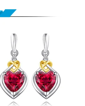 JewelryPalace Любовь Узел Сердце 2.5ct Создано Красный Рубин Годовщина Обещание Кольцо Стерлингового Серебра 925 18 К Желтое Золото Женщины Моды