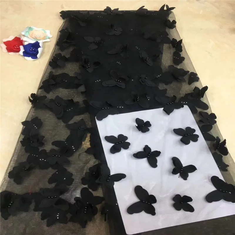 Madison Wedding Lace Fabric 3D Beads Flowers French Fabrics For Dress Tulle Nigerian | Дом и сад