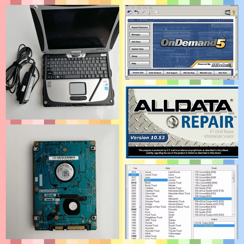 Alldata Авто Ремонт программного обеспечения в cf19 ноутбук для 10 53 + M itchell ondemand 2015 ATSG 2012
