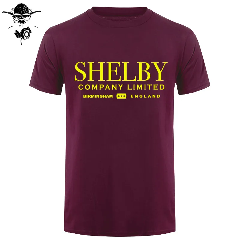 Shelby компания ограниченная вдохновленная Peaky blinds печатные футболки Топ тройник хлопок юморная Мужская футболка с круглым вырезом под горло черный стиль - Цвет: maroon yellow