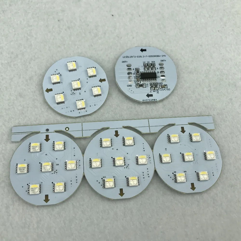 DC24V RGBW DMX512 (чип UCS512)5050 SMD адресуемых пикселей PCBA 7 шт. 5050 светодиодный 1 68 Вт Диаметр 40 мм круглый