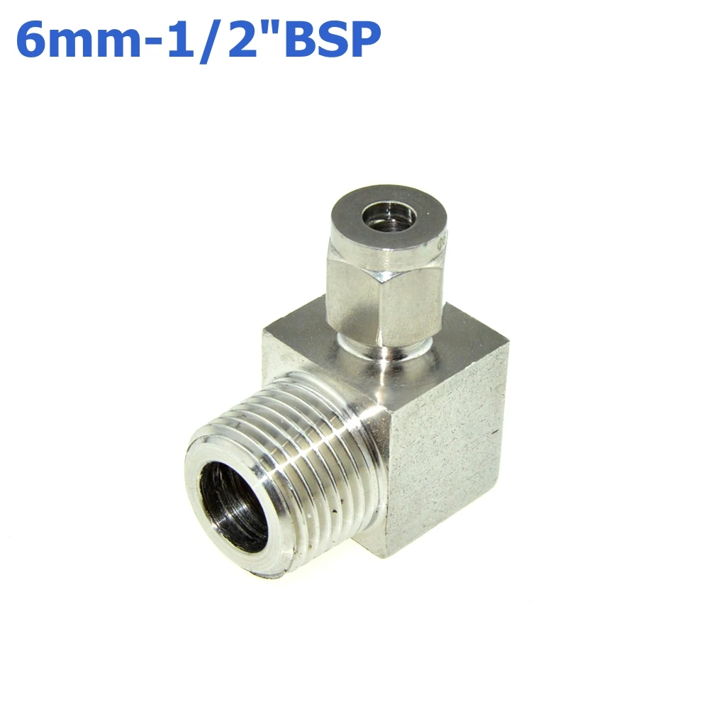 

2Pcs 1/2" BSPT Male Thread x 6MM Double Ferrule Tube Compression Elbow Fitting Male Thread Connector PT Stainless Steel 304