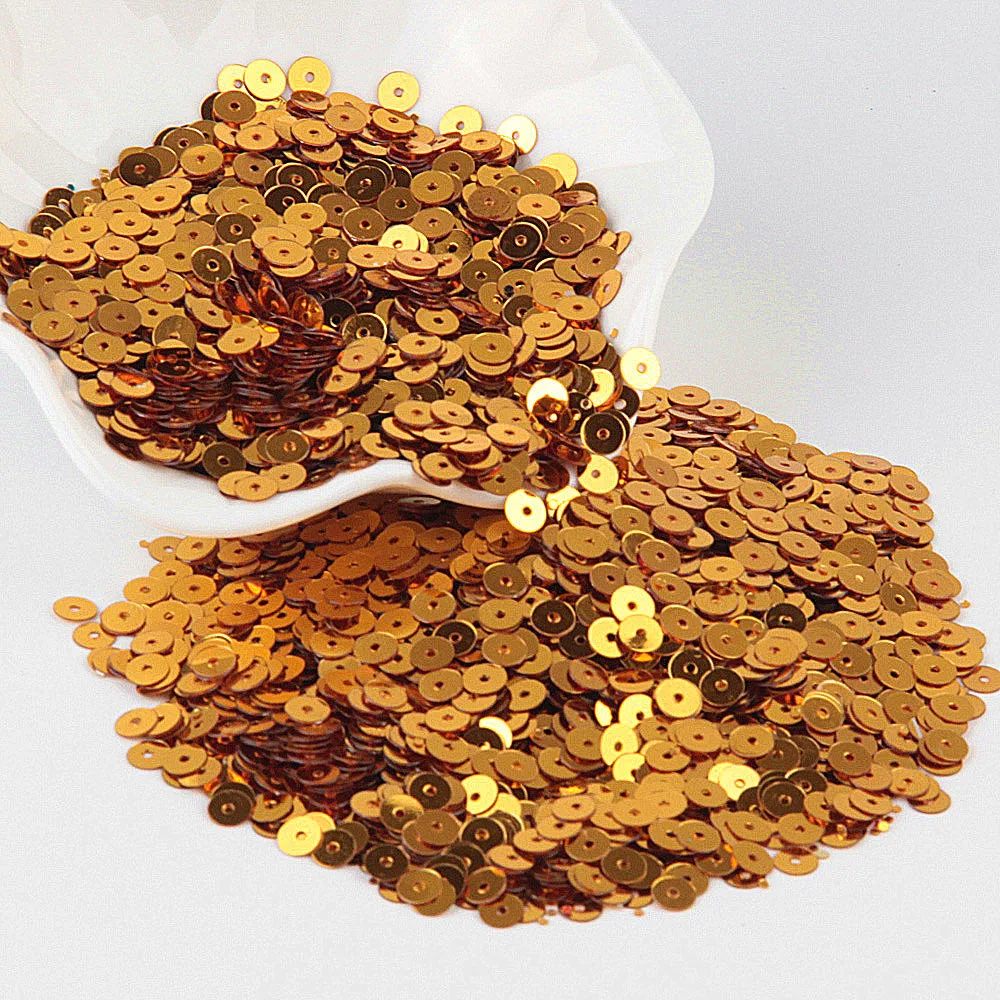 5mm dark gold Золотые блестки 3 мм-30 мм плоские круглые ПВХ свободные блестки для рукоделия блестки Швейные украшения DIY аксессуары Lentejuelas Para Coser - Цвет: 5mm dark gold