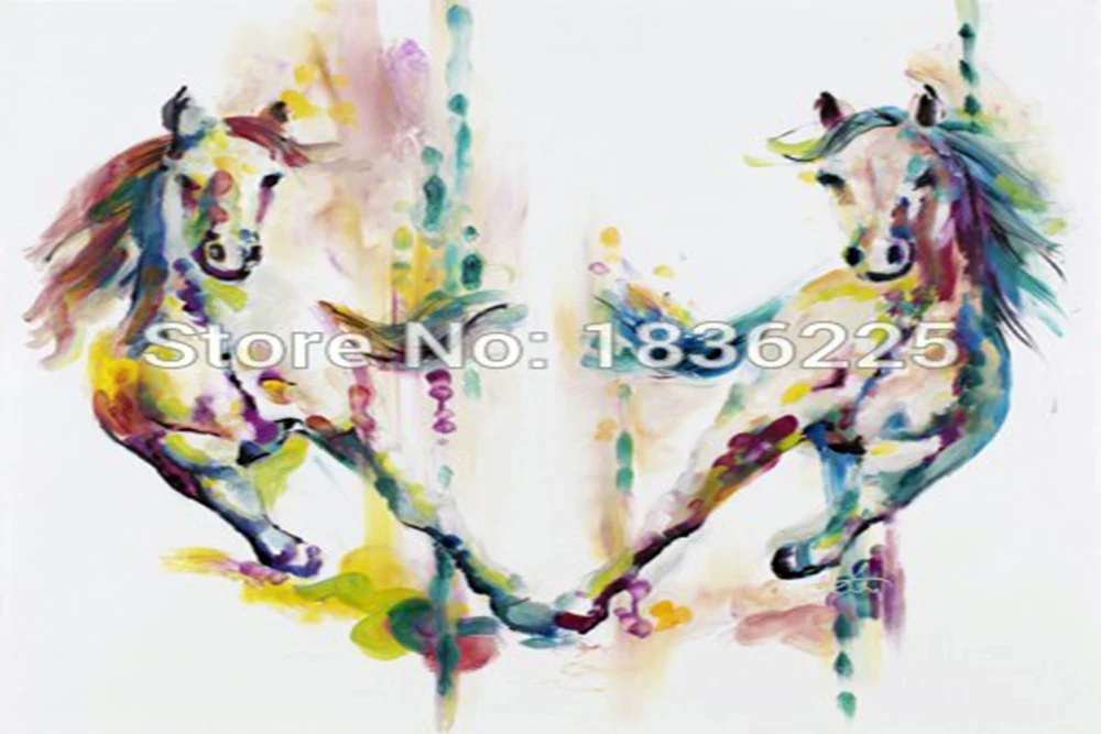 Картина маслом восемь лошадей ручной работы животные обои холст с белой лошадью