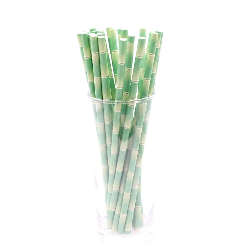 Straw25pcs 8 шт./лот, тарелка из зеленой золотой фольги, бумажная одноразовая посуда для дня рождения, вечеринки, свадьбы, принадлежности для рождественского декора для ребенка - Цвет: Straw25pcs