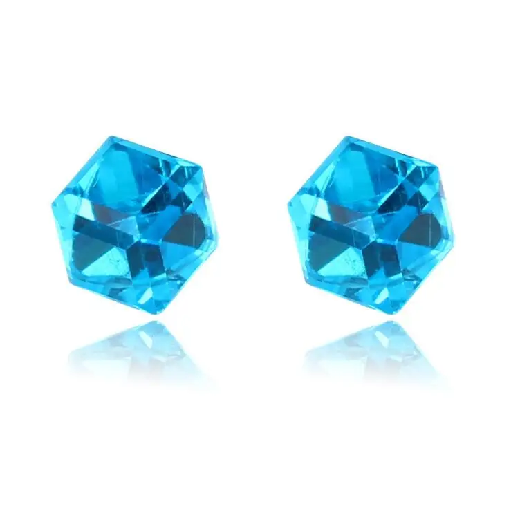 Light Blue 1 пара унисекс НЕ ПИРСИНГ клип на магнитном магните Кристалл квадратный кубический циркон CZ серьги гвоздики - Окраска металла: Light Blue