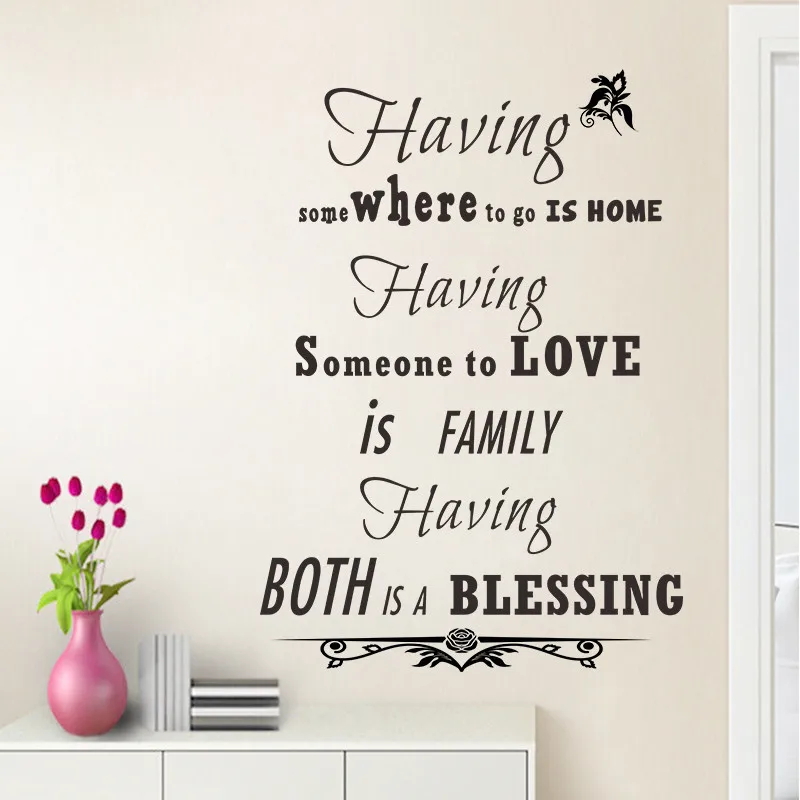 % Having Family Love Blessing Quotes Home Decor Vinyl Wall Stickers Bedroom Living Room Decals Decoration wallpaper | Дом и сад