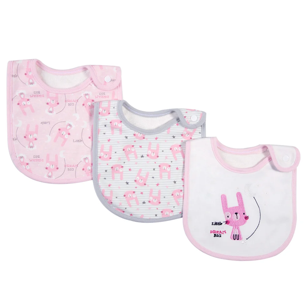 Rabbit(3pcs) Инсулярные новые милые детские Мультяшные нагрудники с принтом хлопок Новорожденные Девочки и Мальчики шарф с треугольниками для малышей Бандана детская Отрыжка одежды - Цвет: Rabbit(3pcs)