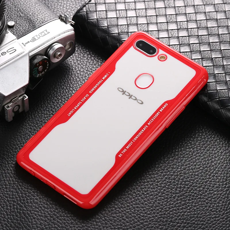 Акриловый силиконовый чехол для OPPO F7 прозрачные чехлы для телефона чехол для OPPO R15 Pro A83 A73 A5 F5 F1 F3 плюс F1S R11S R11 R9S плюс - Цвет: Red