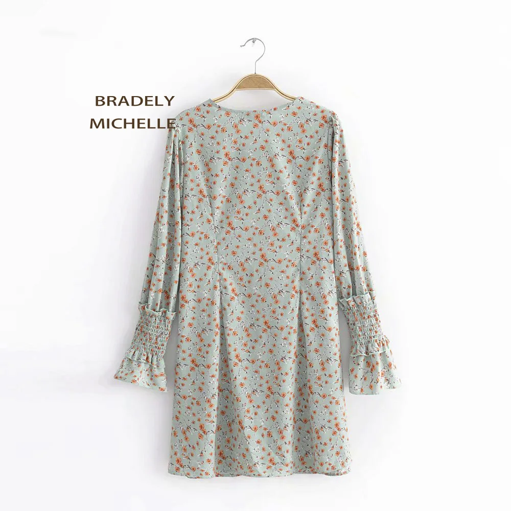 BRADELY MICHELLE vestidos verano 2018 женское Элегантное однобортное платье с v-образным вырезом и