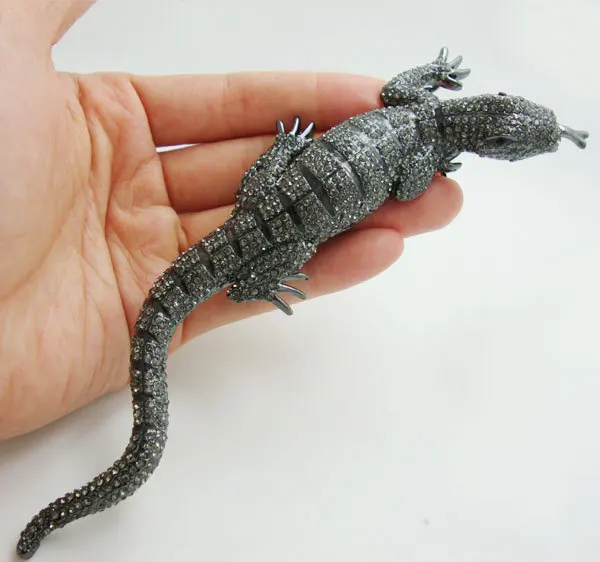Женская Винтажная брошь Gecko черная классическая в стиле ретро с кристаллами 6 42