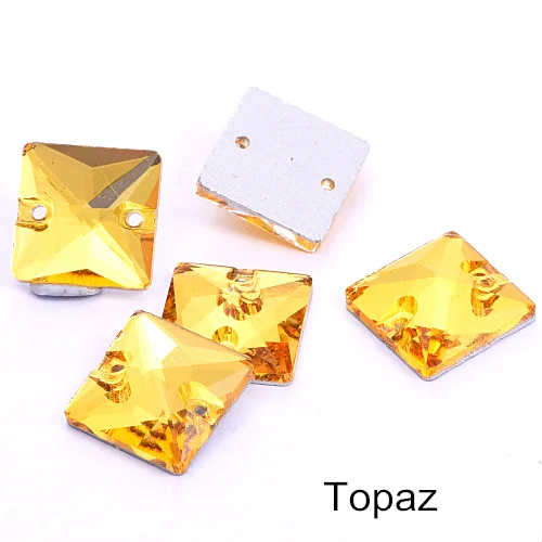 Topaz Квадратный цветной пришить стразы искрящегося цвета Кристалл aб для шитья стразы много Цвета стразы пришивные стразы для свадебное платье B3807 - Цвет: Topaz