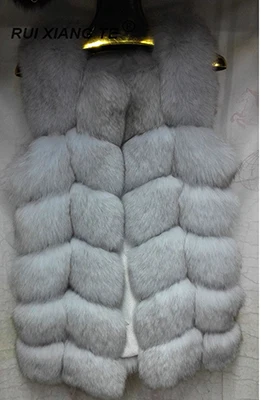 blue fox Женская шуба из натурального Лисьего меха, короткая жилетка, осенняя и зимняя верхняя одежда из натурального Лисьего меха, женская жилетка с круглым вырезом - Цвет: blue fox