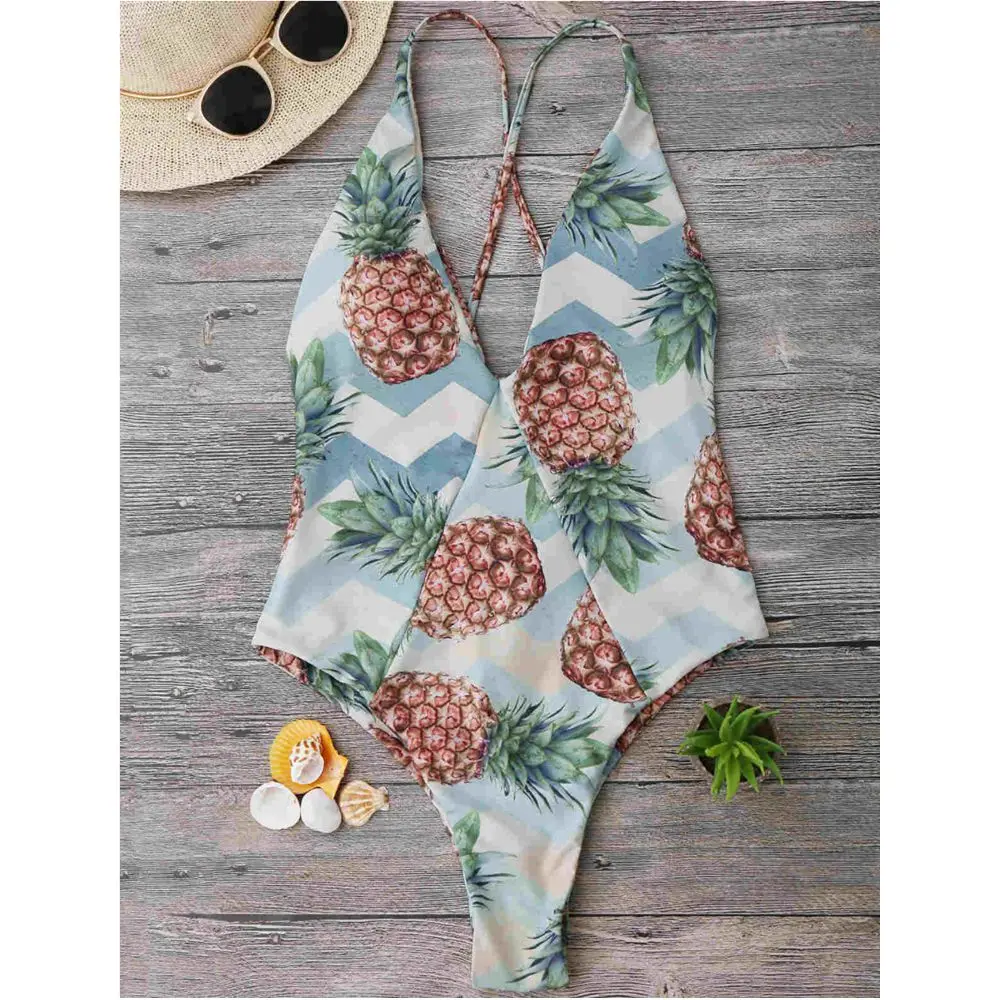 ZAFUL ананас с высокой CROSS BACK Купальники для малышек Лето Тропический Стиль