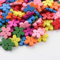 100pcsbag mixed color sun flower shape wood button 15mm two eye plum children button painting