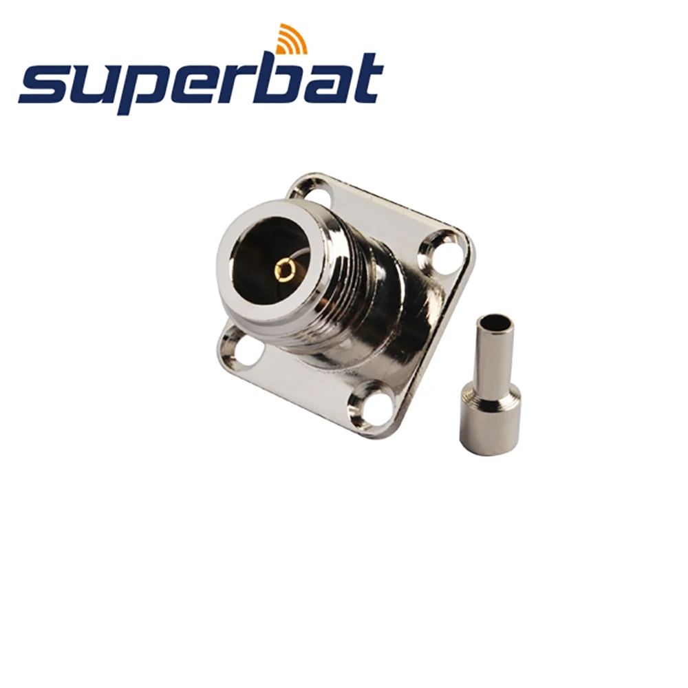 Superbat 10pcs N Crimp Female Panel Mount 4-hole RF Coaxial Connector for Cable RG316 RG174