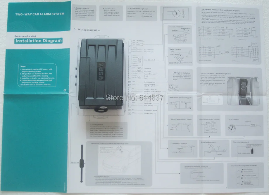 SPY Двухстороннее Автомобильная Сигнализация Таймер/Дистанционного Запуска