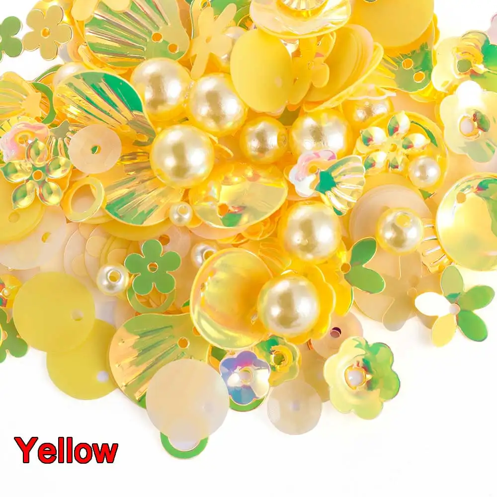 yellow Мода Сделай Сам блестки ремесло микс Звезда цветок оболочка лист формы шитье блестка жемчуг стеклянный бисер DIY Одежда швейная ткань - Цвет: yellow