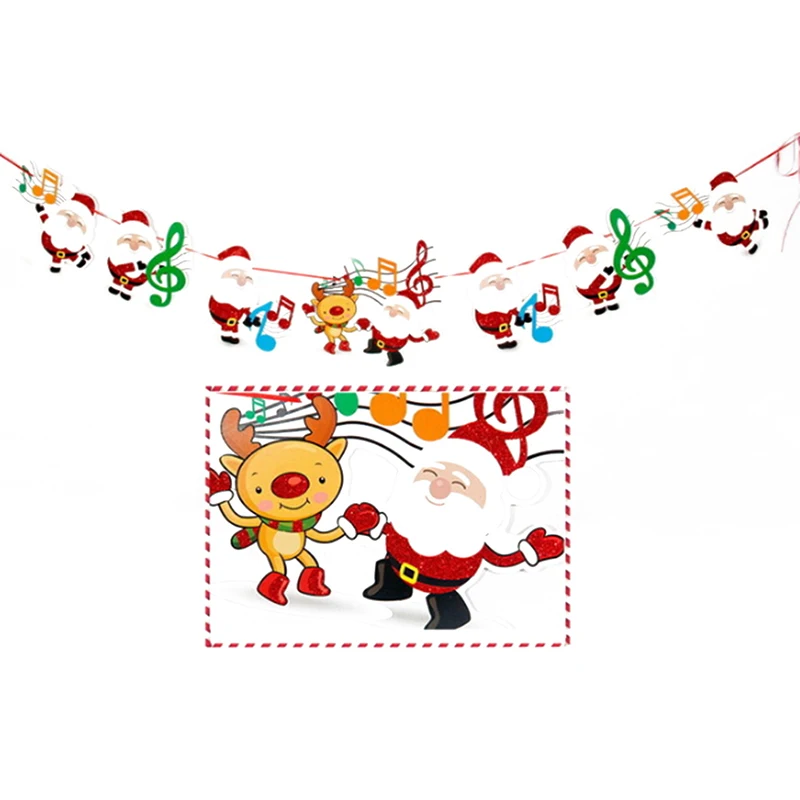 Рождественское украшение Баннер Флаг Новогоднее для вечеринки Санта Снеговик