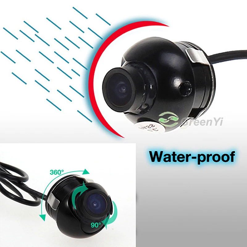 Камера заднего вида GreenYi CCD HD с ночным видением 360 градусов фронтальная камера